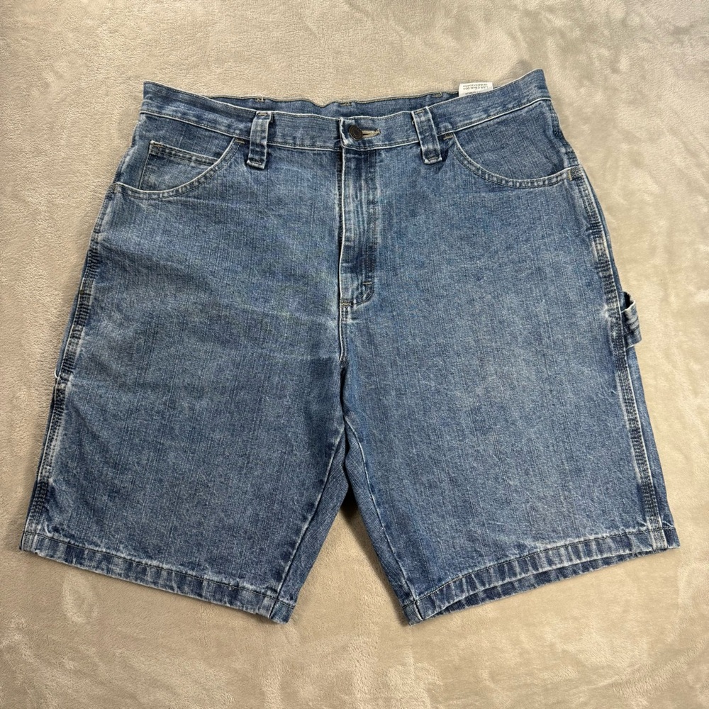 Wrangler Carpenter Cargo Jean Shorts Men's Sz 34 Blue Jorts 64WC6DI